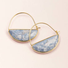 Load image into Gallery viewer, Blue Howlite Stone Prism Hoop Earrings