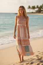 Load image into Gallery viewer, Mint Patchwork Square‑Neck Sundress – Lightweight Boho Summer Dress
