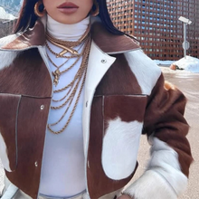 Load image into Gallery viewer, Cropped Cow Print Jacket for Women – Genuine Hair-On Pony Hair