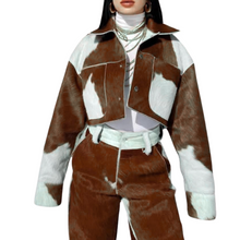 Load image into Gallery viewer, Cropped Cow Print Jacket for Women – Genuine Hair-On Pony Hair