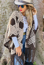 Load image into Gallery viewer, Reviews Geometric Fringe Wrap Cardigan