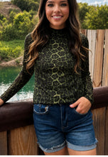 Load image into Gallery viewer, Green Leopard Mesh Top