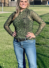 Load image into Gallery viewer, Green Leopard Mesh Top
