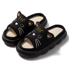Load image into Gallery viewer, Black Cat Cozy Slide Slippers – Cute Kawaii Indoor Comfort Sandals
