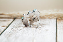 Load image into Gallery viewer, Handmade Kingman Turquoise Cluster Ring with Mercury Dime | Sterling Silver Statement Ring | Size 8.75