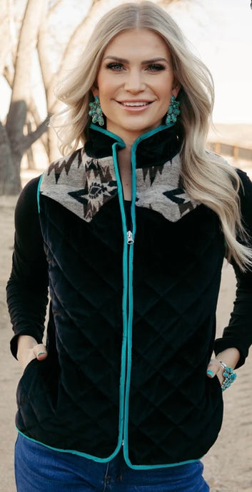 Zip Me Up Vest with Aztec Print