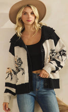 Load image into Gallery viewer, Black and Beige Sweater with Horses