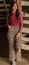 Load image into Gallery viewer, Range and Roar Jeans Eye Catching Leopard and trending Distressed Hem