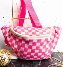 Load image into Gallery viewer, Sightseeing Pink Check Waist Cross Body Bag