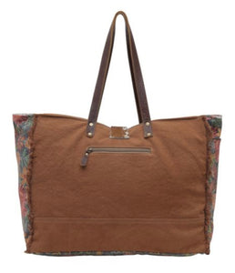 Floral and Cowhide Weekender Bag