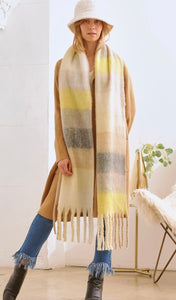 Soothing and Cozy! Soft Yellow, Grey and Creams Lux Scarf!