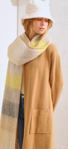 Soothing and Cozy! Soft Yellow, Grey and Creams Lux Scarf!