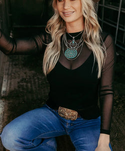 Black Night Sky Mesh Top!  Stretchy