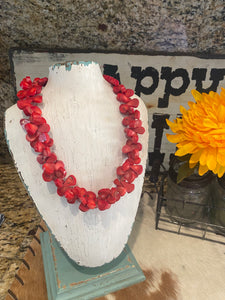 Red Coral Beaded Necklace