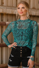 Load image into Gallery viewer, Tooled in Turquoise Mesh Top !  So So Cute!