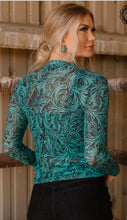 Load image into Gallery viewer, Tooled in Turquoise Mesh Top !  So So Cute!