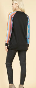 Black Long Sleeve with Aztec  Sleeves!