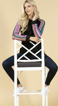 Load image into Gallery viewer, Black Long Sleeve with Aztec  Sleeves!