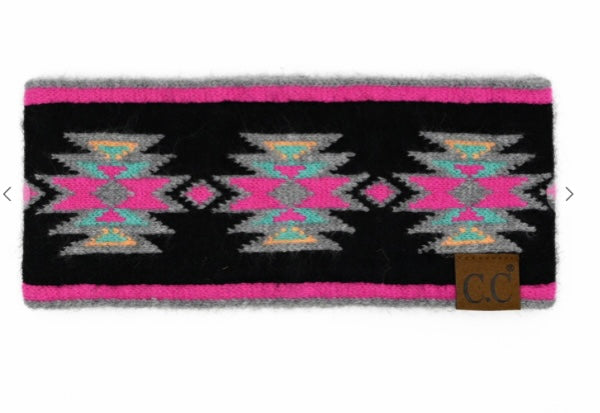 SouthWest Pattern Head Wrap Pink and Black
