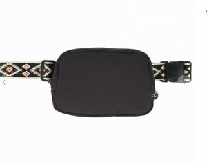 Aztec Strap Cross Body Fanny Pack !  Black and Beige in Stock