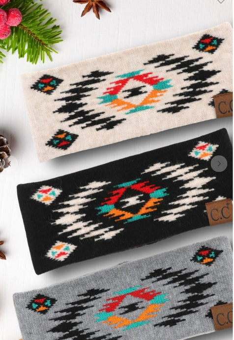 South Western Aztec Print Head Band in Light Brown