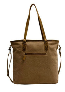 Stylish Handbag with Canvas, Leather and Tapestry
