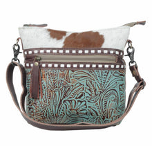 Load image into Gallery viewer, Floral Pattern with Cowhide CrossBody Bag