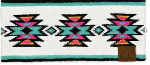Super Cute Headband in White and Turquoise Aztec Design Click For Other Colors