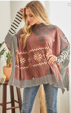 Load image into Gallery viewer, Winter Poncho With Stripped Contrast Sleeves