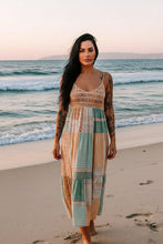 Load image into Gallery viewer, Mint Patchwork Square‑Neck Sundress – Lightweight Boho Summer Dress