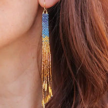 Load image into Gallery viewer, Beaded Handwoven Ombre Tassel Earrings