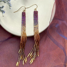 Load image into Gallery viewer, Beaded Handwoven Ombre Tassel Earrings