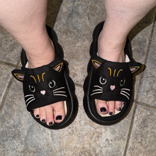 Load image into Gallery viewer, Black Cat Cozy Slide Slippers – Cute Kawaii Indoor Comfort Sandals