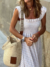 Load image into Gallery viewer, Plaid Ruffle Sleeve Maxi Dress