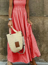 Load image into Gallery viewer, Plaid Ruffle Sleeve Maxi Dress