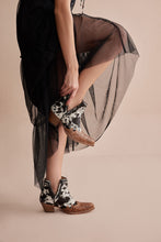 Load image into Gallery viewer, Myra Georgina Hairon Boots for Women - Spilt-Top Handtooled Pointed Toe Cowgirl Boots for Rustic Rodeo Glam