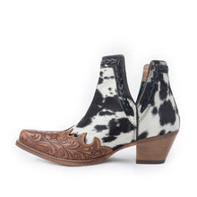 Load image into Gallery viewer, Myra Georgina Hairon Boots for Women - Spilt-Top Handtooled Pointed Toe Cowgirl Boots for Rustic Rodeo Glam