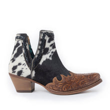 Load image into Gallery viewer, Myra Georgina Hairon Boots for Women - Spilt-Top Handtooled Pointed Toe Cowgirl Boots for Rustic Rodeo Glam