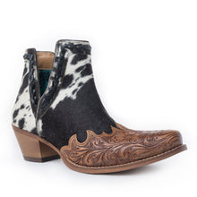 Load image into Gallery viewer, Myra Georgina Hairon Boots for Women - Spilt-Top Handtooled Pointed Toe Cowgirl Boots for Rustic Rodeo Glam