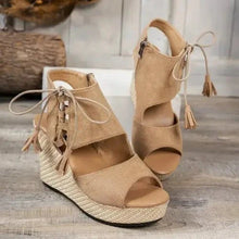 Load image into Gallery viewer, Peep Toe Wedge Sandals for Stylish Summer Comfort