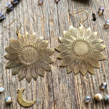 Load image into Gallery viewer, Golden Hour Sunflower Statement Earrings - Gold and Silver Options