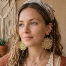 Load image into Gallery viewer, Golden Hour Sunflower Statement Earrings - Gold and Silver Options