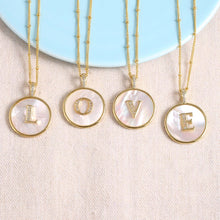 Load image into Gallery viewer, Gold Shell Initial Pendant Charm Collection
