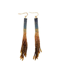 Load image into Gallery viewer, Beaded Handwoven Ombre Tassel Earrings