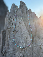 Load image into Gallery viewer, Corrugated Silver Pearl and Jasper Barrel Bead Necklace