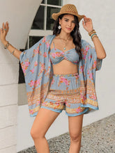 Load image into Gallery viewer, Printed Bra Shorts Cover Up Set - Stylish Three-Piece Swimwear Ensemble