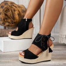 Load image into Gallery viewer, Peep Toe Wedge Sandals for Stylish Summer Comfort