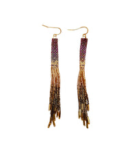 Load image into Gallery viewer, Beaded Handwoven Ombre Tassel Earrings