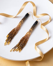 Load image into Gallery viewer, Beaded Handwoven Ombre Tassel Earrings