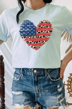 Load image into Gallery viewer, American Flag Leopard Heart Patriotic Graphic Tee